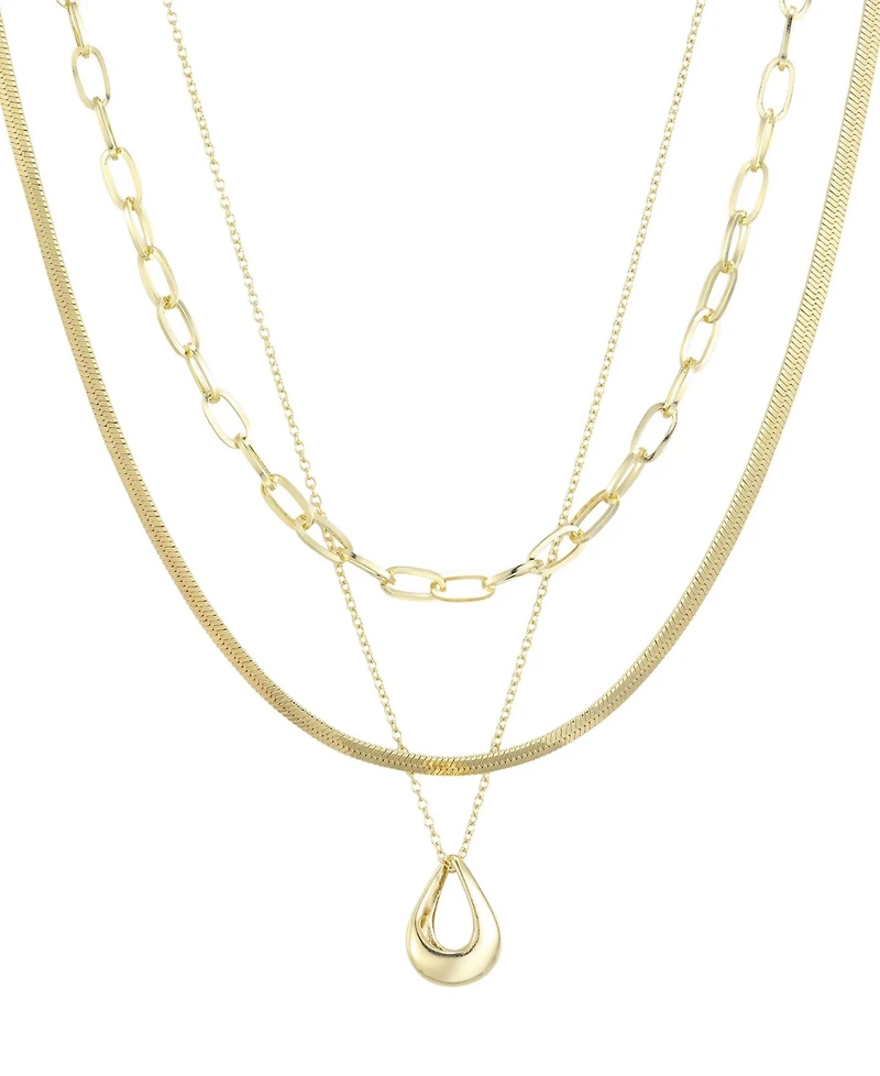 Adornia Tarnish Resistant Gold Set of 3 Necklace