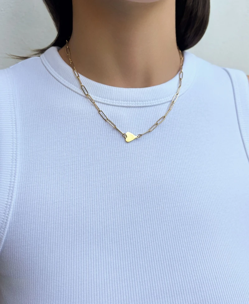 Adornia Tarnish Resistant Gold Sideways Heart Paperclip Chain Necklace