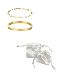 Adornia Tarnish Resistant Gold Paperclip Chain and Star Cuff 2-Piece Set
