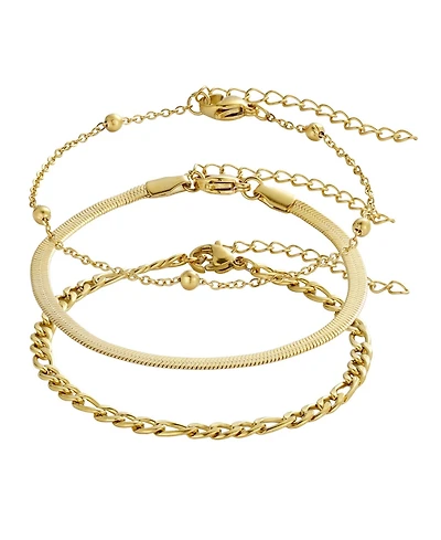 Adornia Tarnish Resistant Gold Set of 3 Chain Bracelets