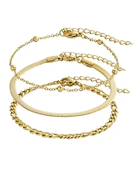 Adornia Tarnish Resistant Gold Set of 3 Chain Bracelets