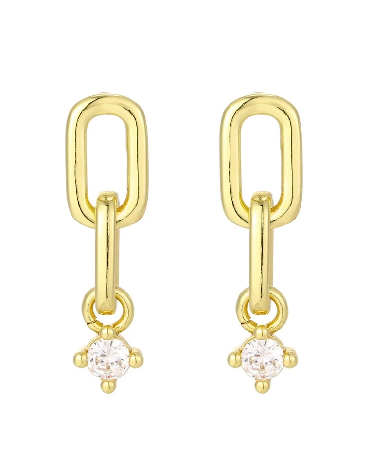 Adornia Gold Mini Paperclip Link Cubic Zirconia Drop Earrings