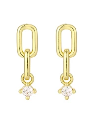 Adornia Gold Mini Paperclip Link Cubic Zirconia Drop Earrings