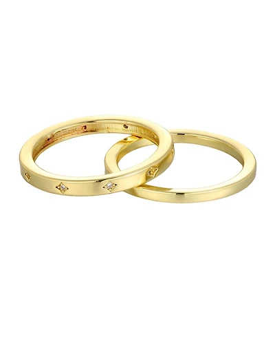 Adornia Gold Cubic Zirconia Star Eternity Band and Plain Set