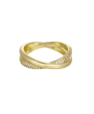 Adornia Gold Cubic Zirconia Crossed Bands Ring