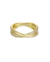 Adornia Gold Cubic Zirconia Crossed Bands Ring