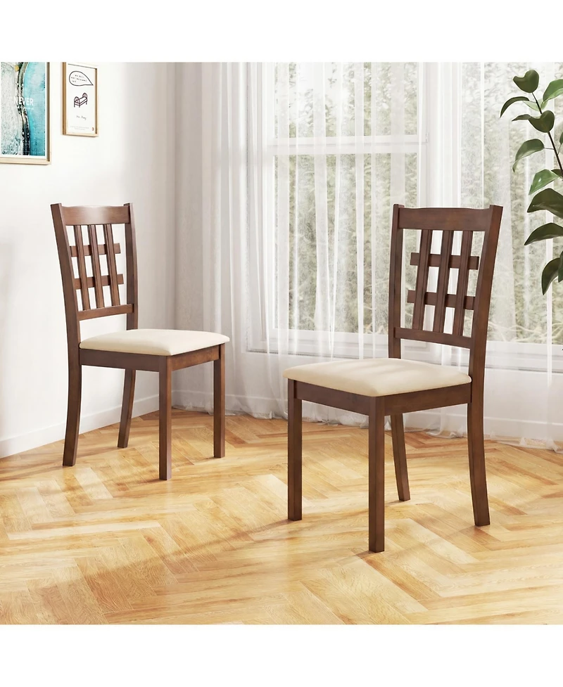 Slickblue Set of 2 Wood Kitchen Chairs with Faux Leather Upholstered Seats