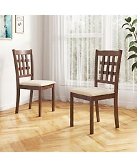 Slickblue Set of 2 Wood Kitchen Chairs with Faux Leather Upholstered Seats