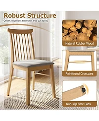 Slickblue Set of 2 Fabric Upholstered Dining Chairs Rubber Wood Frame Armless