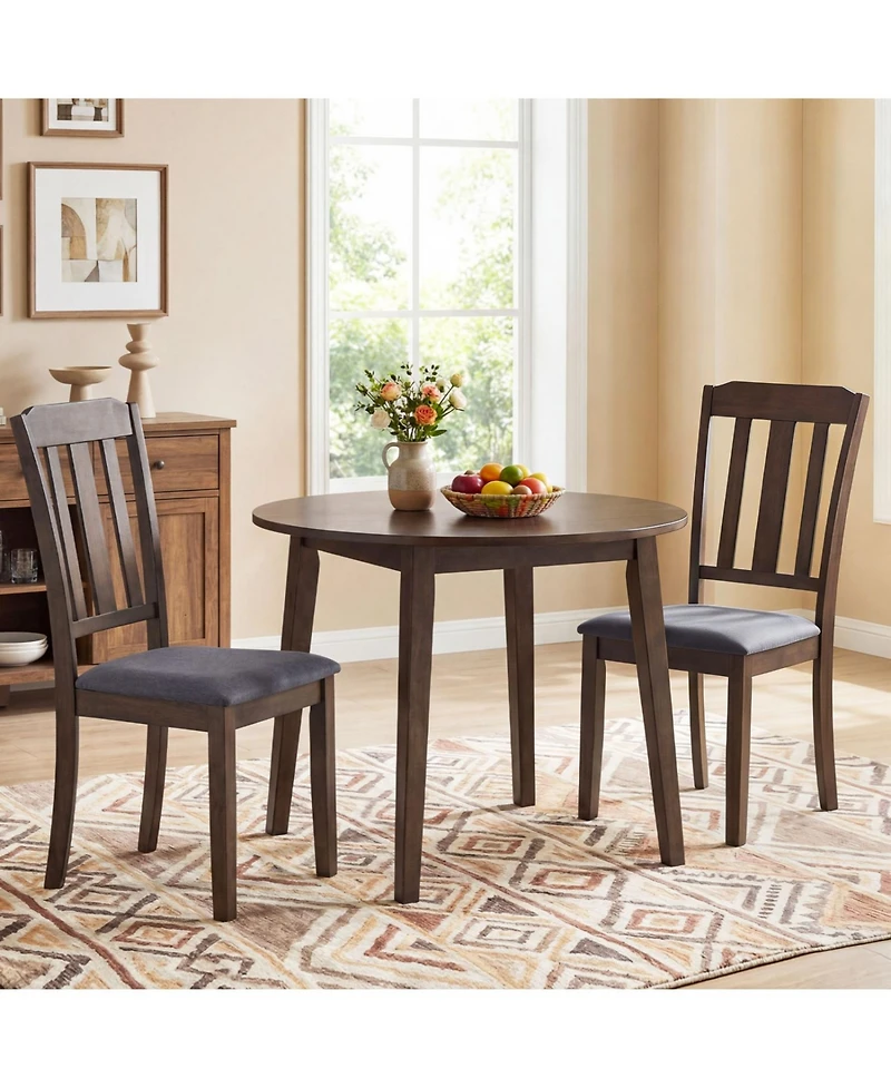Slickblue Rubber Wood Dining Chairs Set of 2 with Ergonomic Backrest