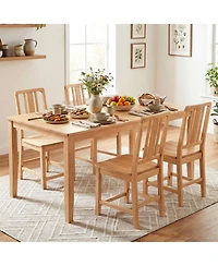 Slickblue Rubber Wood Dining Chairs Set of 2 with Hollowed Backrest