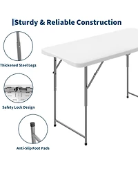 gaomon 2 pieces Outdoor Portable Hdpe Folding Table with Carrying Handle for Picnic Camping Party Indoor and Outdoor Use
