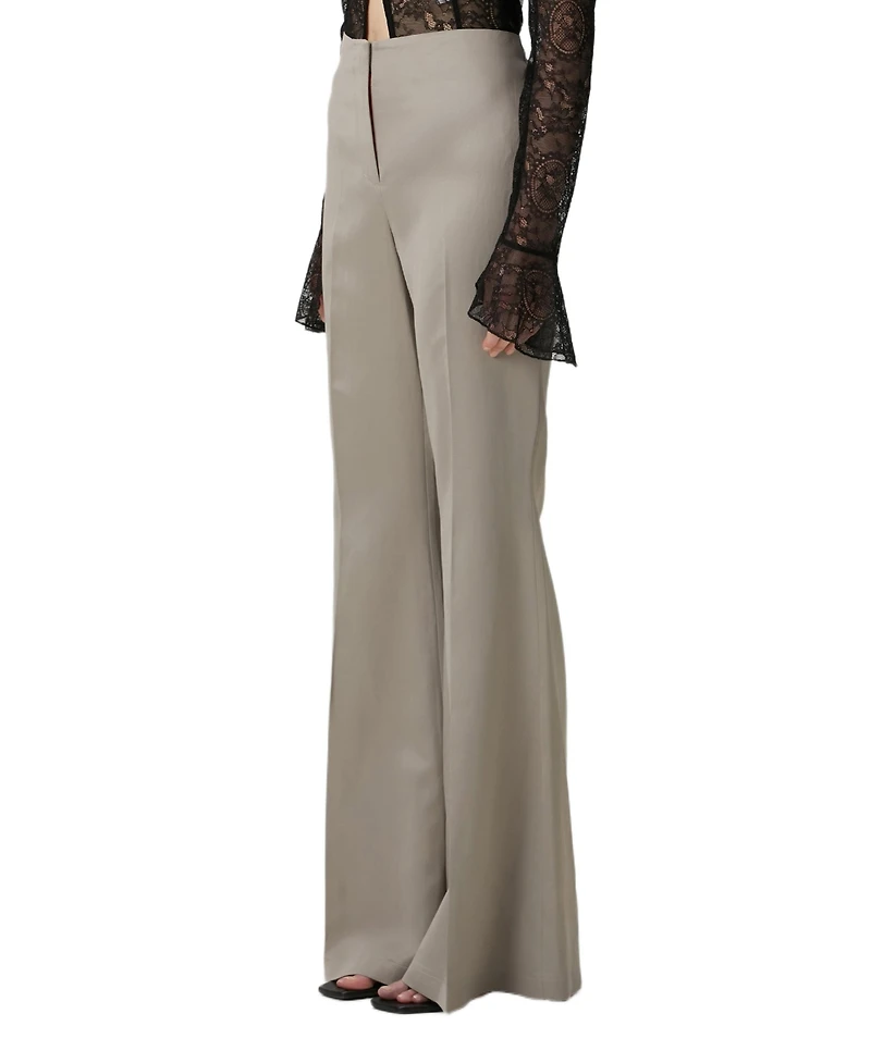 Pcfg Women's Linen-Blend Shiny Woven Flare-Leg Pants