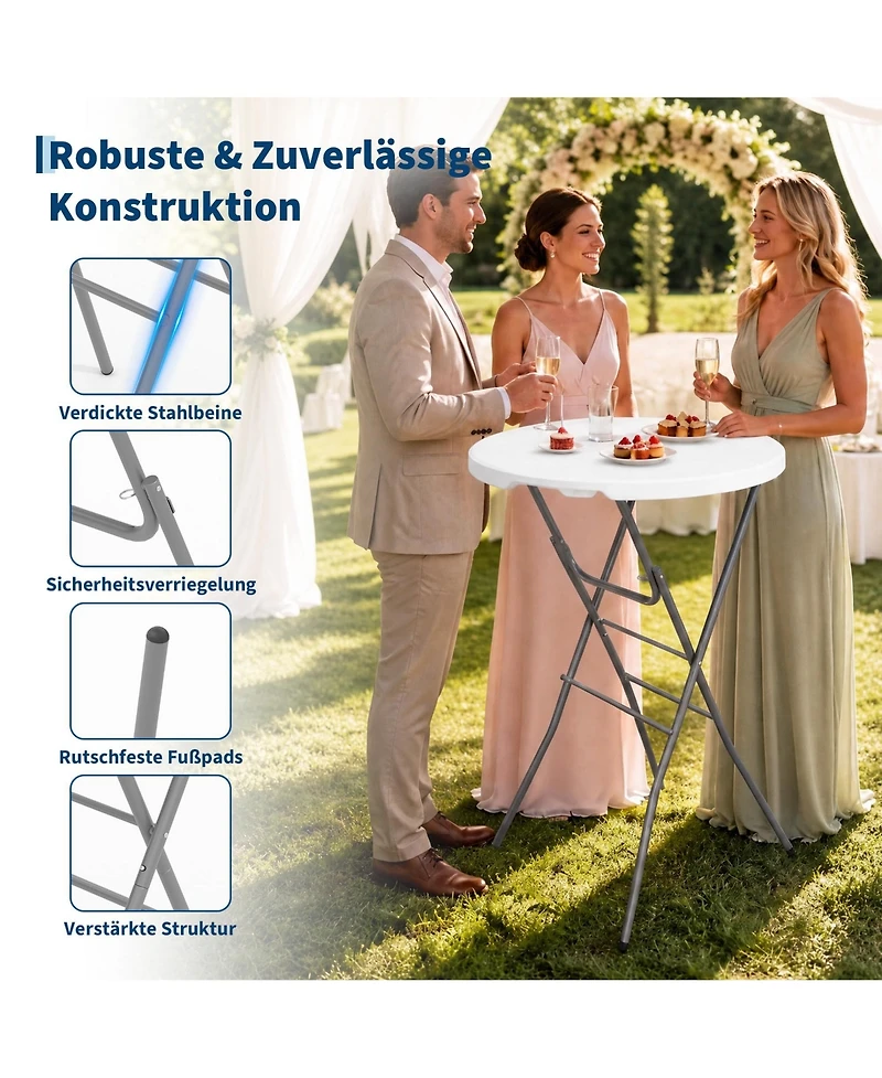 gaomon 2 pieces 32" Outdoor Hdpe Round Folding Cocktail Table, Folding Bar Table for Patio Backyard Indoor and Outdoor Events