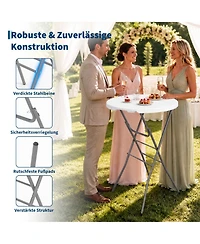 gaomon 2 pieces 32" Outdoor Hdpe Round Folding Cocktail Table, Folding Bar Table for Patio Backyard Indoor and Outdoor Events