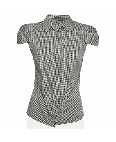 Pre-Owned Alexander Mcqueen Women's Gingham Puff-Sleeve Cotton-Blend Shirt