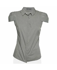 Pre-Owned Alexander Mcqueen Women's Gingham Puff-Sleeve Cotton-Blend Shirt
