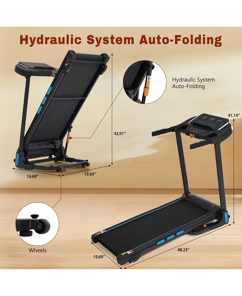 Zeny New Treadmills for Home, 3.5HP Hydraulic System Auto Foldable Treadmill with Incline,10MPH 350Lbs Weight Capacity Electric Treadmills