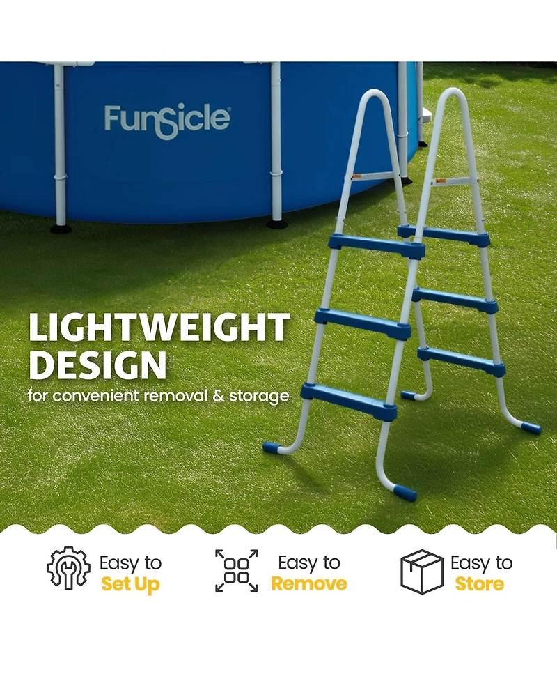 Funsicle 36 Inch SureStep 3 Stair Outdoor Above-Ground Swimming Pool Ladder