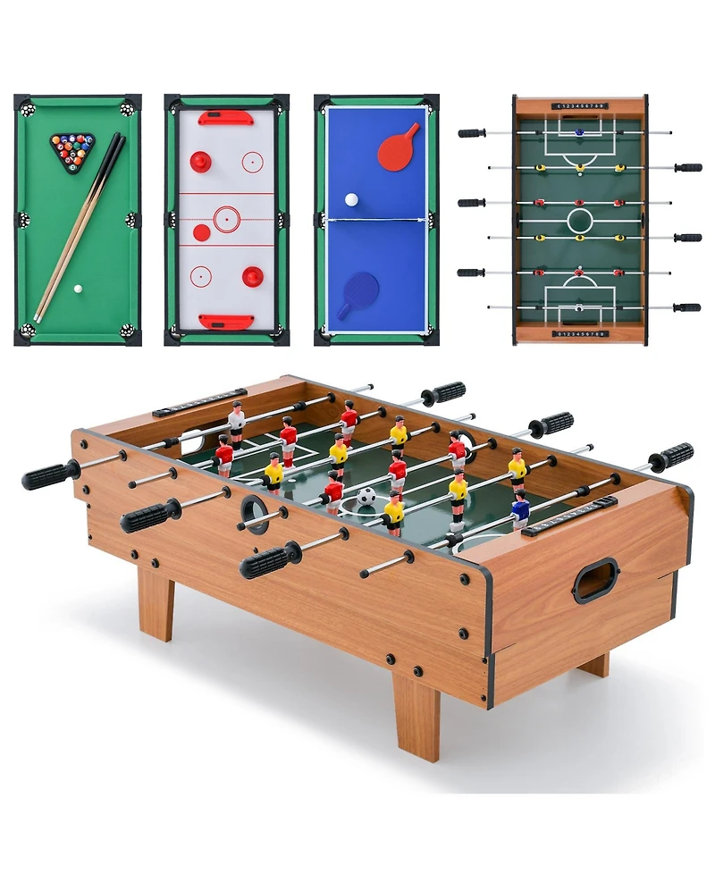 Slickblue Multi Game Table 4-in-1 Set with Foosball, Pool, Air Hockey and More