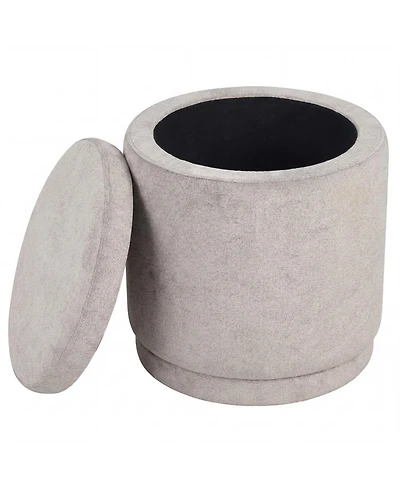 Slickblue Round Foot Stool Ottoman with Storage Space, Removable Lid and Wood Frame