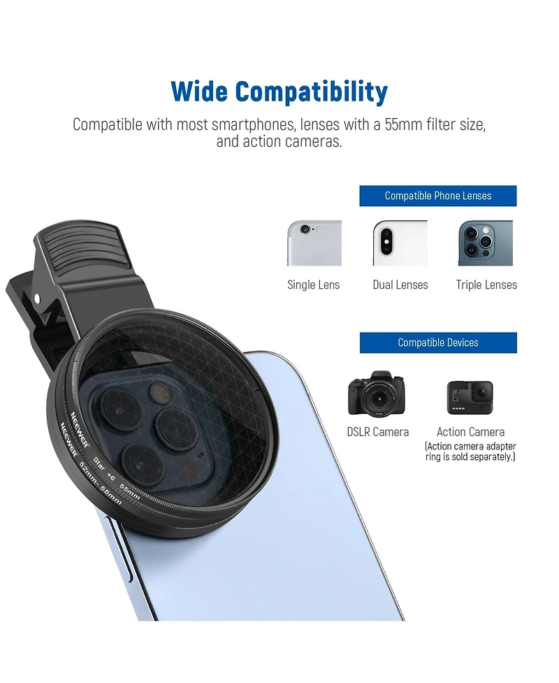 Neewer S25 Camera Lens Accessory with Cpl for select iPhone and Android mobile devices