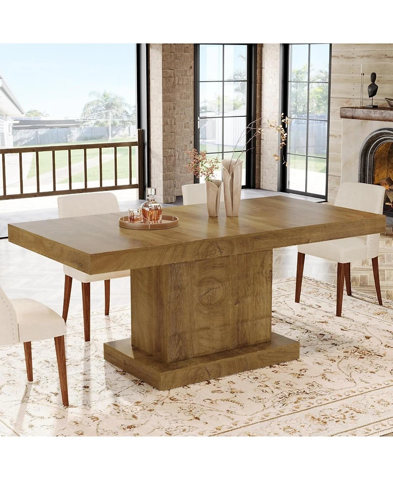 Tribesigns 63 inch Dining Table for 4-6, Farmhouse Wooden Rectangular Dinner Table