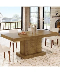 Tribesigns 63 inch Dining Table for 4-6, Farmhouse Wooden Rectangular Dinner Table