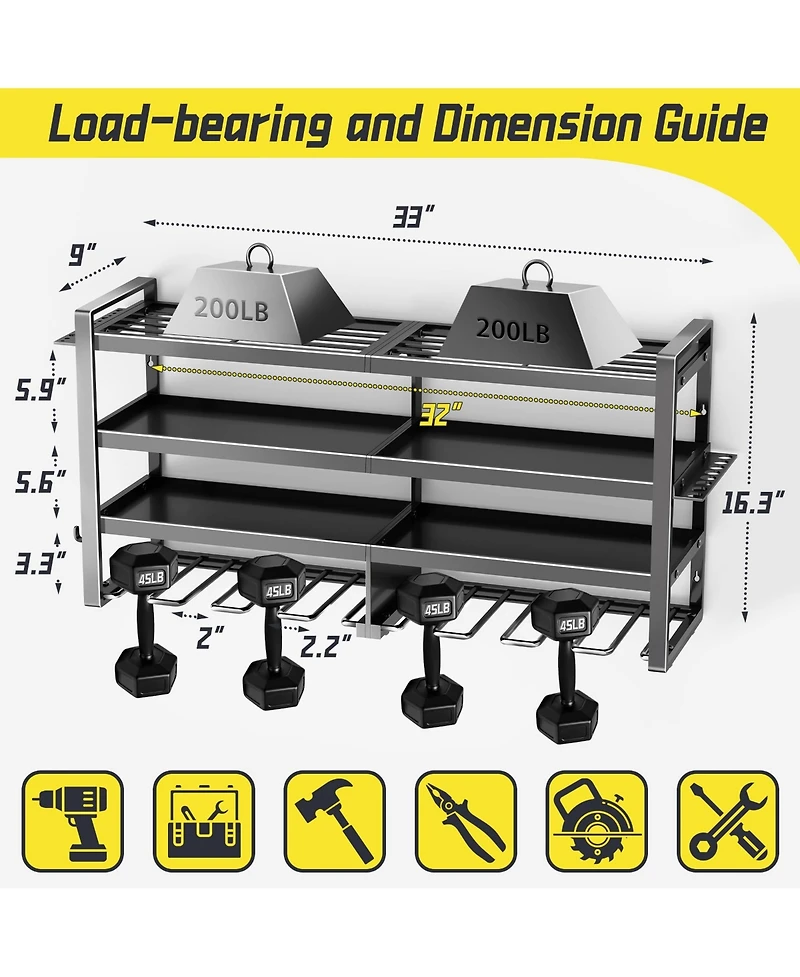 Xdovet Power Tool Organizer Wall Mount 4 Layer Heavy Duty Storrack Drill Holder Garage Workshop Storage