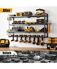 Power Tool Organizer Wall Mount 4-Tier Metal Rack Drill Holder Garage Storage