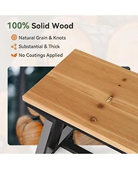 Tribesigns Solid Wood Entryway Shoe Bench, 55" Long End of Bed Bench with Metal Legs