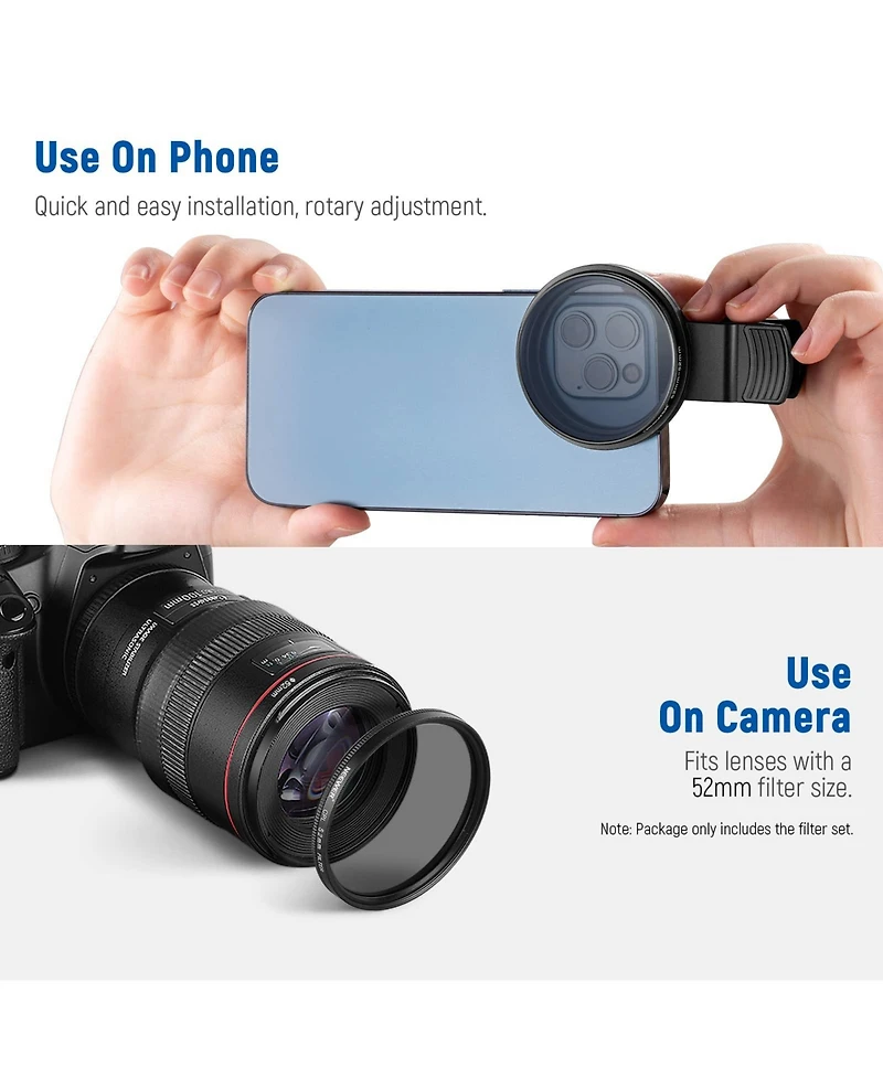 Neewer Camera Lens Accessory with Cpl for select Canon, Nikon and Sony cameras