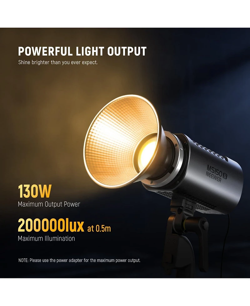 Neewer MS150B Led Video Light with 130W, 200000 lux, 2700K-6500K