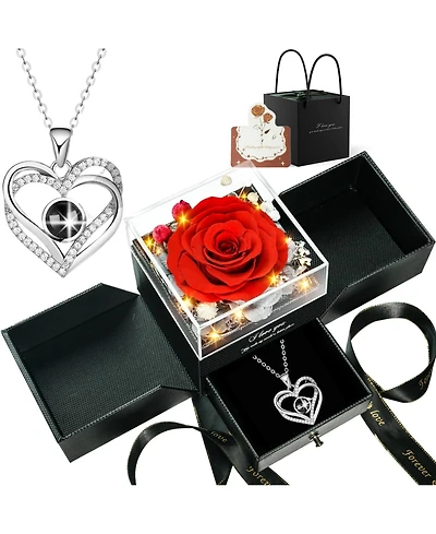 Lovery 5-Piece Preserved Rose with Led Lights