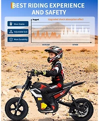 homfan 45.7 x 21.3 26.4 Inch Kids Electric Ride On Motorcycle 24V Battery Powered Toy Bike with 350W Motor for Outdoor Riding