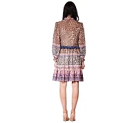 julia jordan Women's Ruffle Details Long-Sleeve Dress
