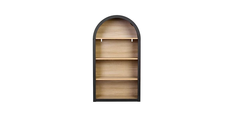 flynama 43 Inch Arched 4-Tier Mdf Bookshelf Home Decorative Storage Display Shelf