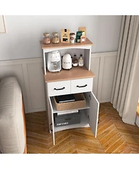Flynama Kitchen Pantry Cabinet with Microwave Shelf Drawer and Adjustable Storage