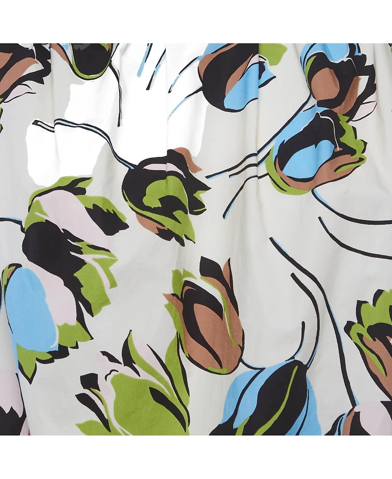 Pre-Owned Marni Women's Tulip Print Pleated Cotton Blouse