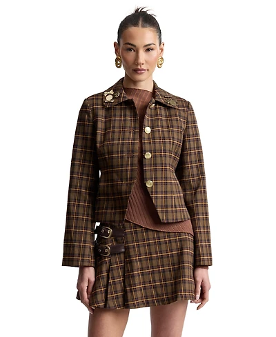 Avec Les Filles Women's Slim Spread Collar Jacket