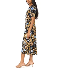 Msk Women's V-Neck Twist-Front Midi Dress