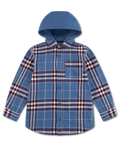 Levi's Boys' 4-7 Hooded Plaid Flannel Shirt