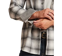 Vintage & Black Men's Plaid Faux Wool Overshirt Jacket