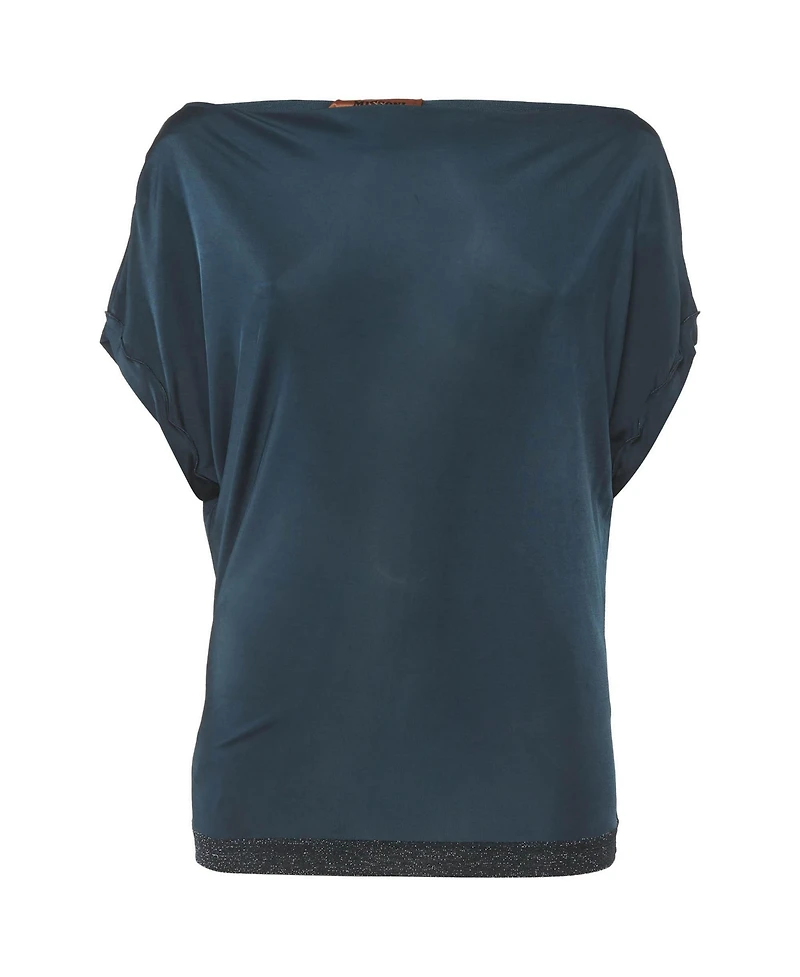 Pre-Owned Missoni Women's Jersey Boat Neck Top with Glitter Hem