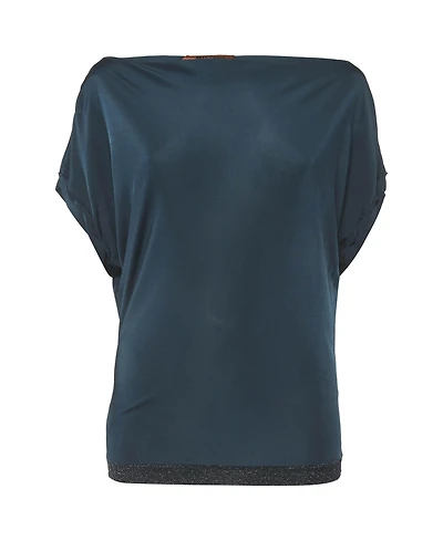 Pre-Owned Missoni Women's Jersey Boat Neck Top with Glitter Hem