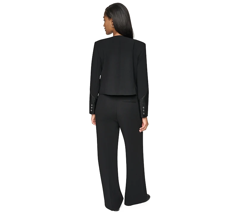 Dkny Petite Textured Crepe 10-Button Pocket Jacket