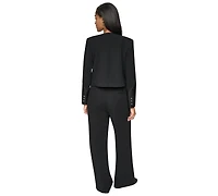 Dkny Petite Textured Crepe 10-Button Pocket Jacket