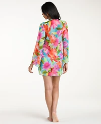 La Blanca Women's Sunset Botanica Tie-Front Swim Cover-Up Kimono Dress