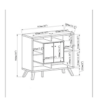 Flynama Sideboard Bookcase Cabinet with 4 Open Shelves and 2 Doors