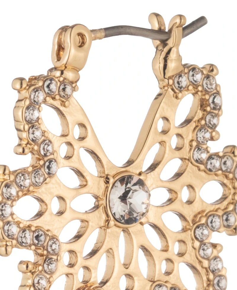 Marchesa Crystal Filigree Gold-Tone Hoop Earrings